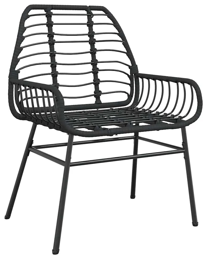 Conjunto de jantar jardim 5 peças vidro vime PE preto