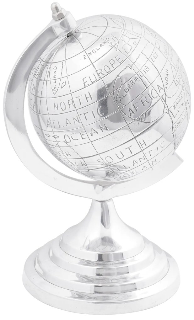 vidaXL Escultura Globo Prateada 16.5x14x26 cm Alumínio