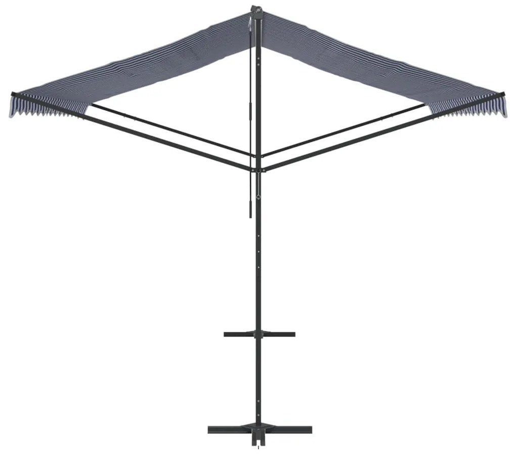Toldo de pé 400x300 cm tecido e aço azul e branco