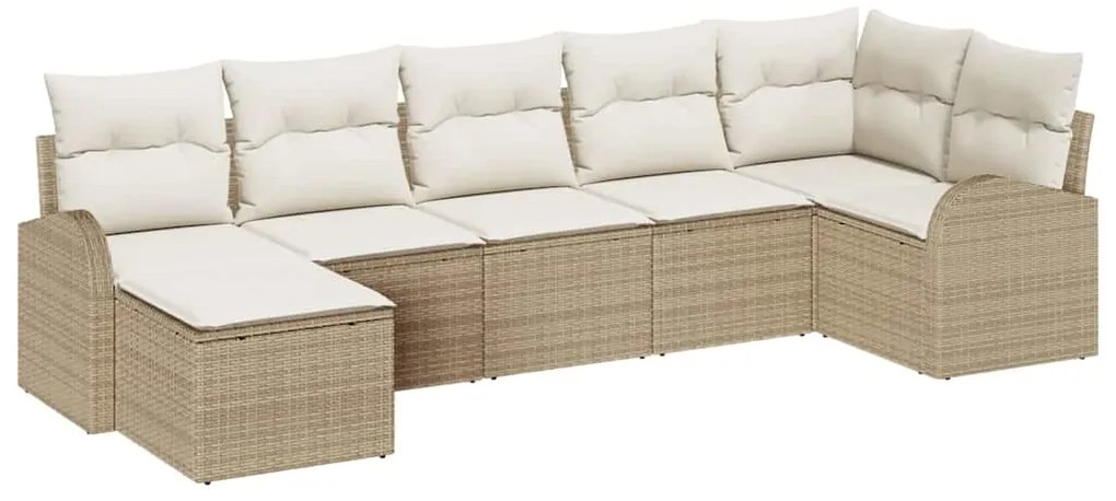 Conjunto de Sofá de Jardim de 7 Peças com Almofadas em Rattan Sintétic