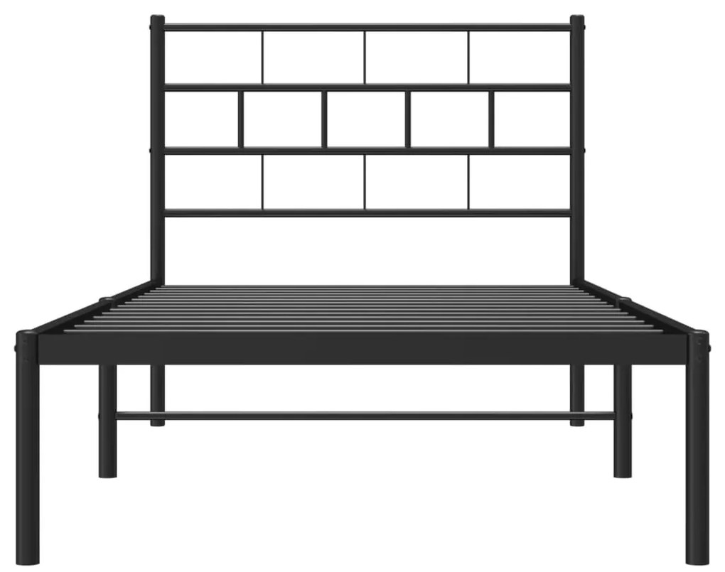 Estrutura de cama com cabeceira 100x190 cm metal preto