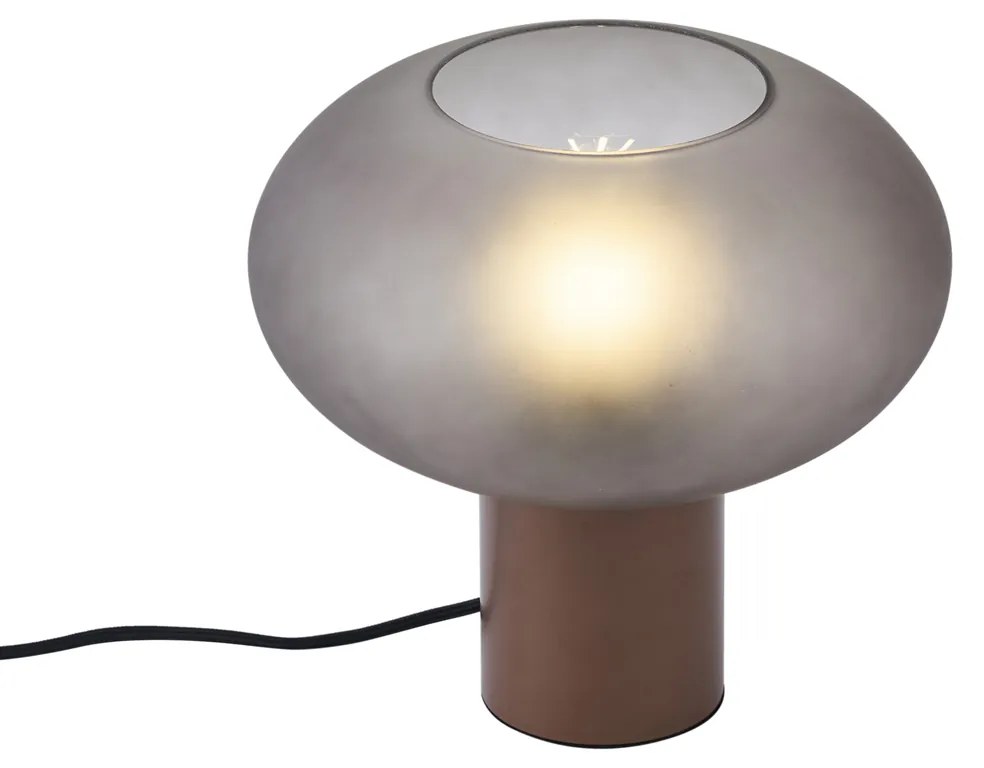 Candeeiro de Mesa Design Bronze com Vidro Cinzento Mate - Umbrella Design