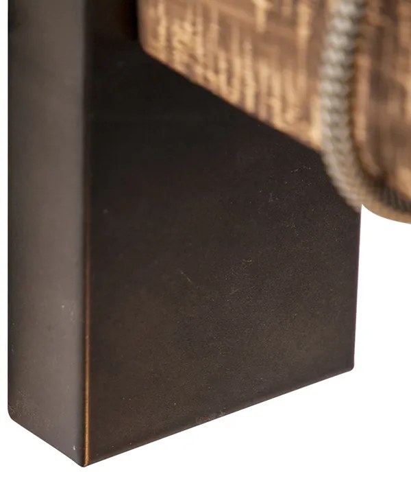 Candeeiro de parede industrial inteligente preto com madeira incl. wifi G95 - Gallow