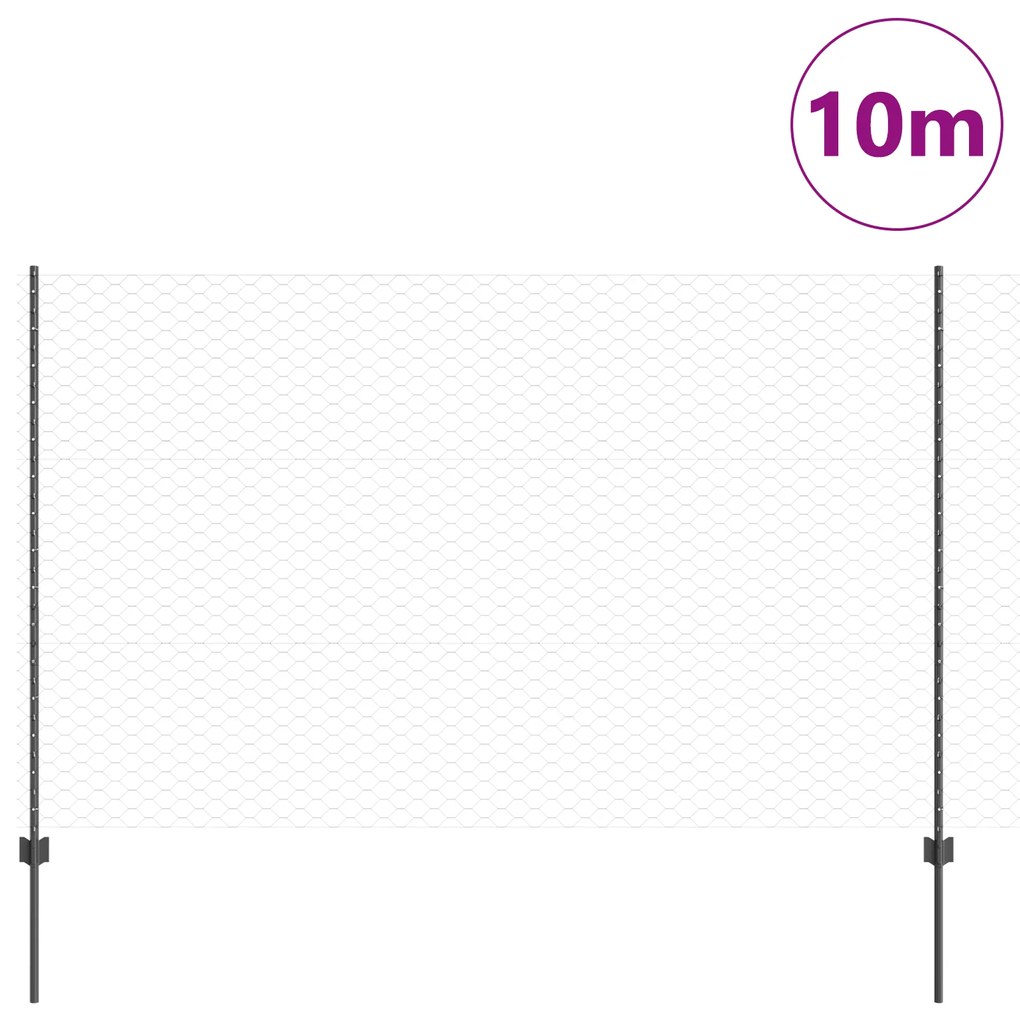 Postes de Cerca vidaXL 10 pcs Canal U Cinza 150 cm Aço