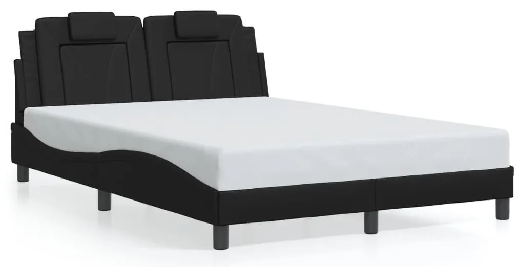 Estrutura de cama c/ luzes LED 140x200cm couro artificial preto