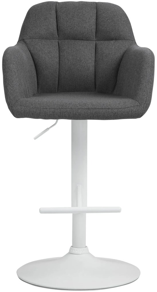 Banco de bar Natoma em tecido com estrutura branca 97-118 x 57 x 59 cm Cinzento escuro