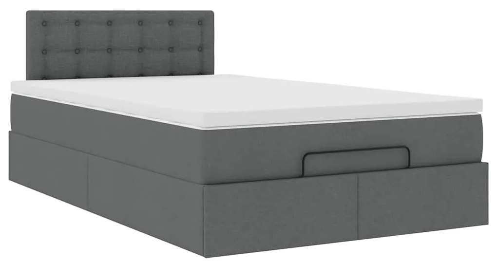 Cama otomana com colchão 120x190 cm tecido cinzento escuro