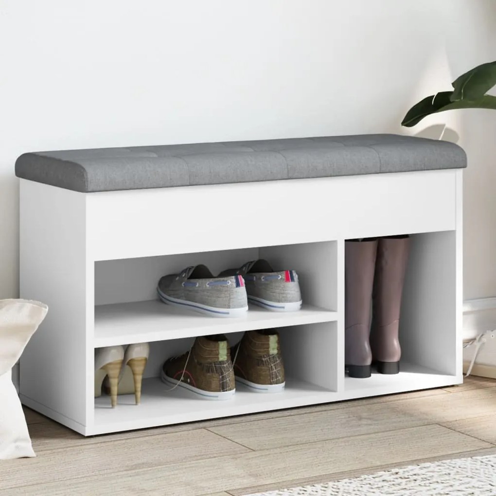 vidaXL Banco sapateira 82x32x45,5 cm derivados de madeira branco