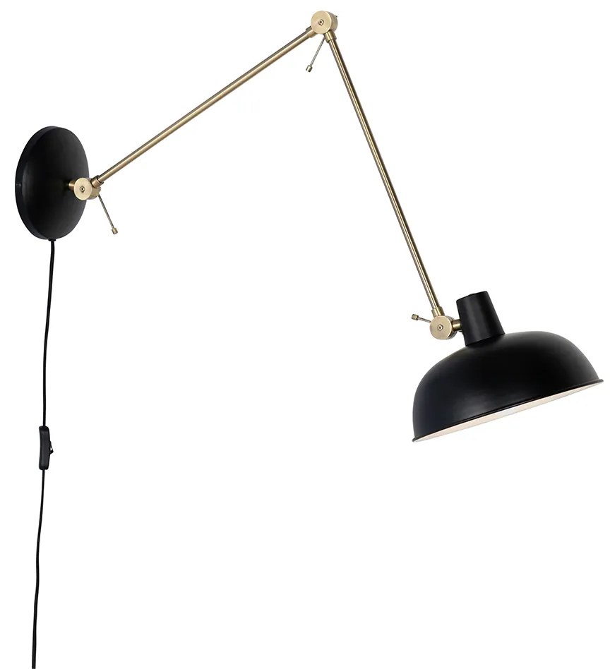 Candeeiro de parede retro preto com bronze - Milou Retro