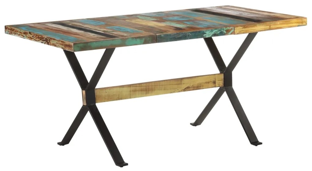 Mesa de jantar 160x80x76 cm madeira recuperada maciça