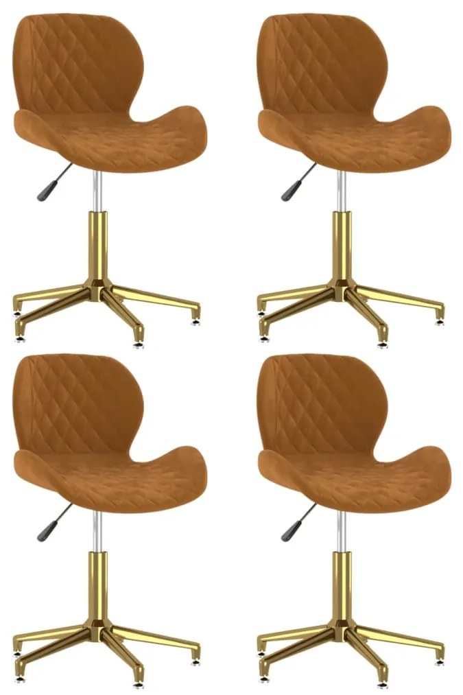 vidaXL Cadeiras de jantar giratórias 4 pcs veludo castanho