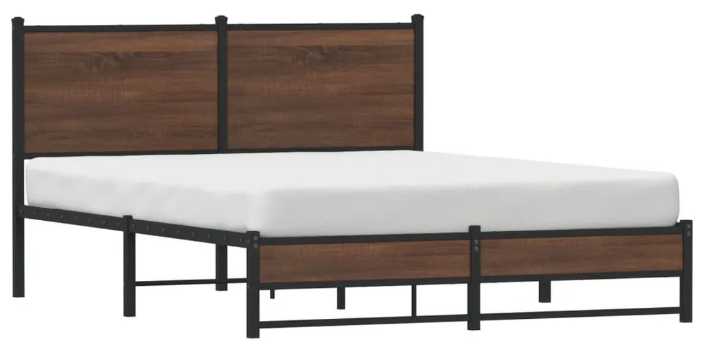 Estrutura de cama sem colchão 140x190cm metal carvalho castanho