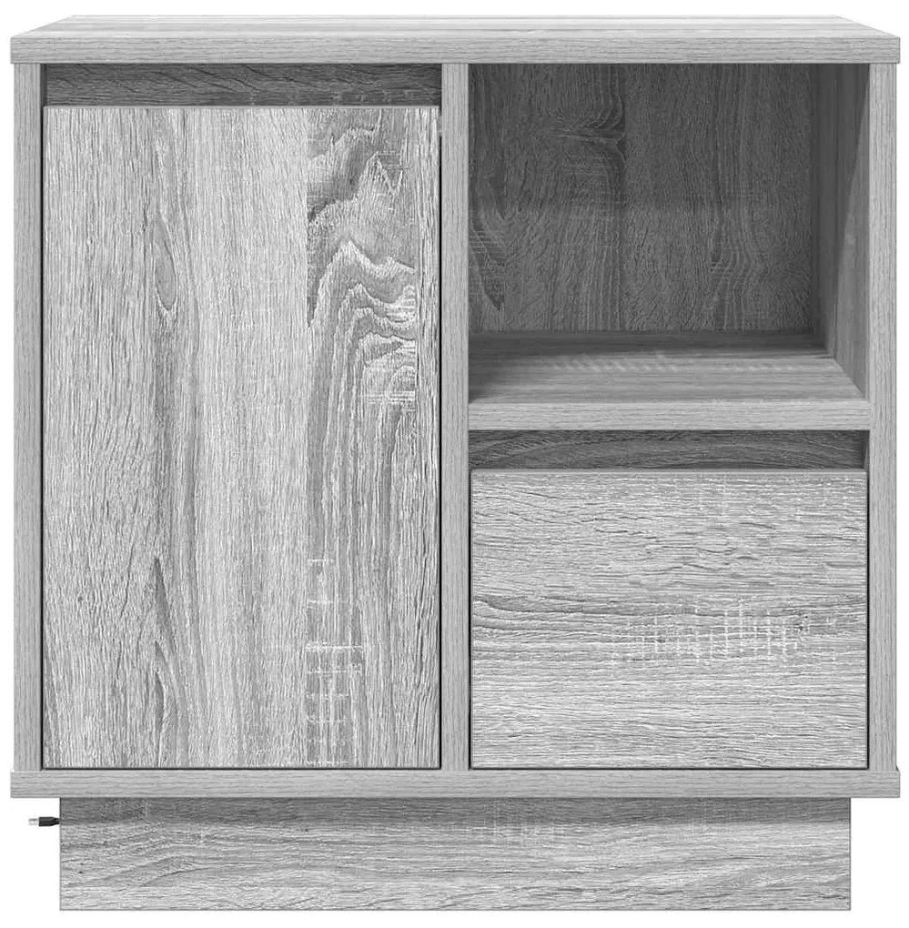 Criado-mudo com LED Cinza Sonoma 50x34,5x50 cm