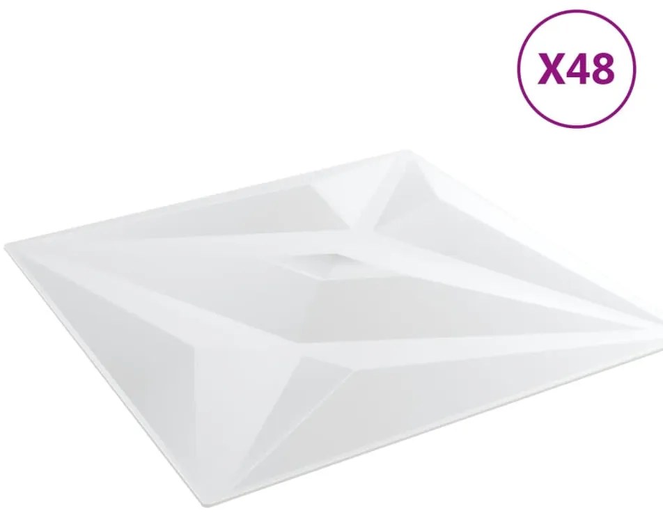 Painéis de parede 48 pcs 50x50 cm 12m² XPS estrela branco