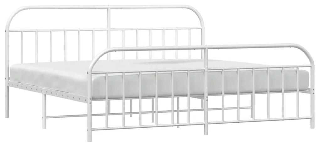 Estrutura de cama com cabeceira e pés 193x203 cm metal branco