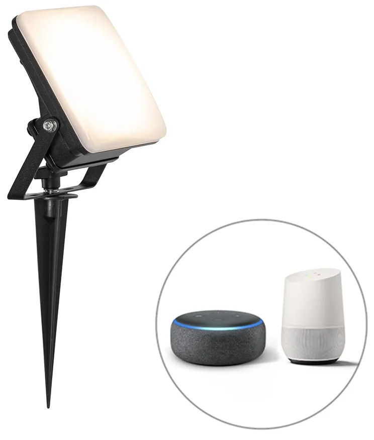 Projetores inteligentes preto 12,8 cm incl. LED IP65 com estaca para o chão - Ruud