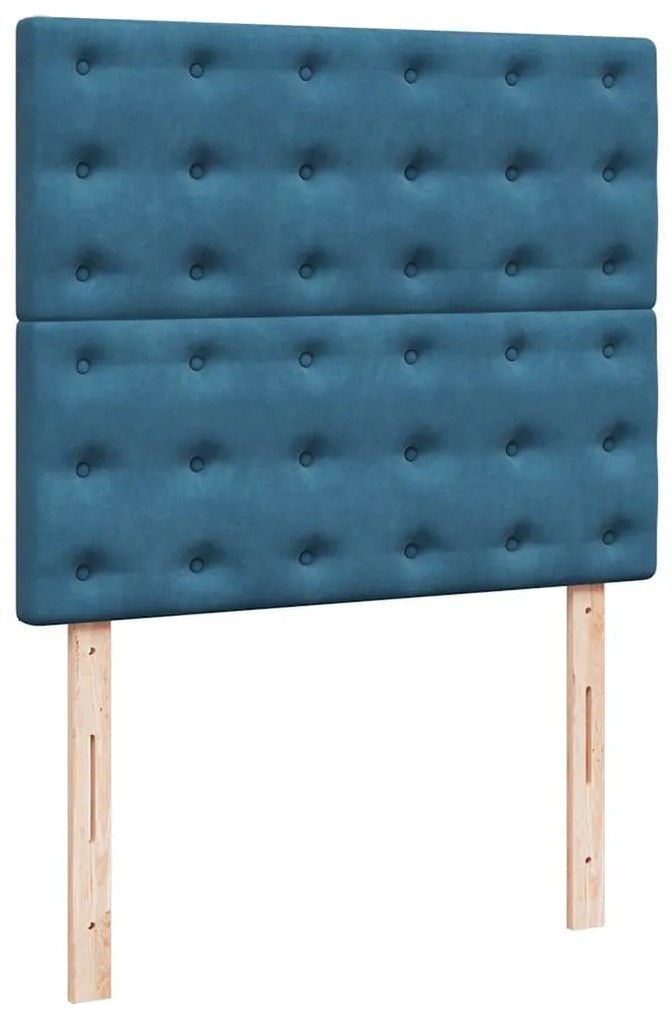 Cama boxspring com colchão 120x200 cm veludo azul-escuro