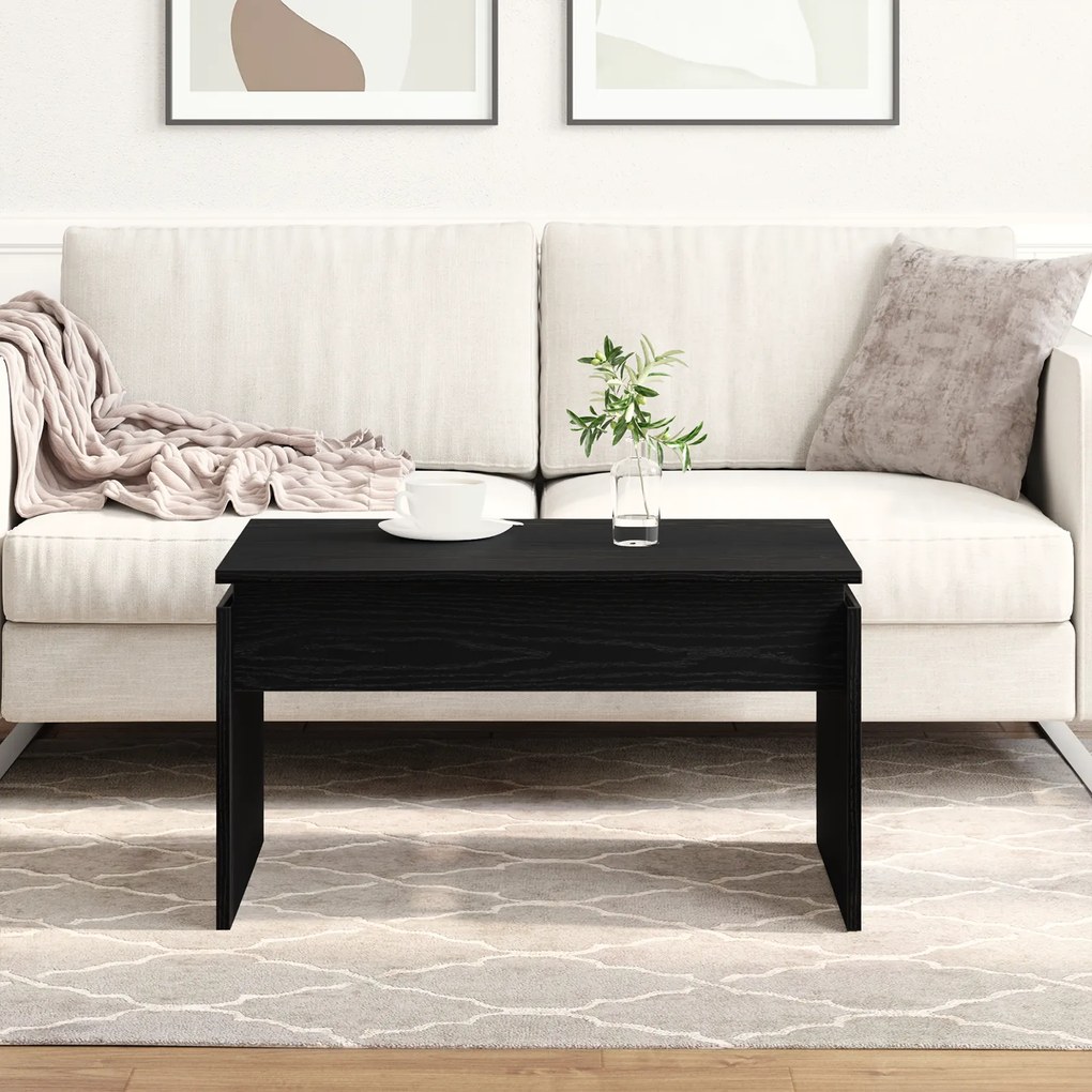 Mesa de Centro vidaXL Preta em Carvalho 68x38x50 cm Madeira Aconstruir