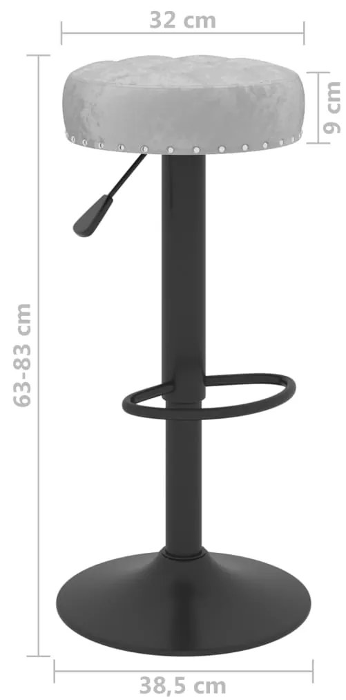 Cadeiras de bar 2 pcs veludo cinzento