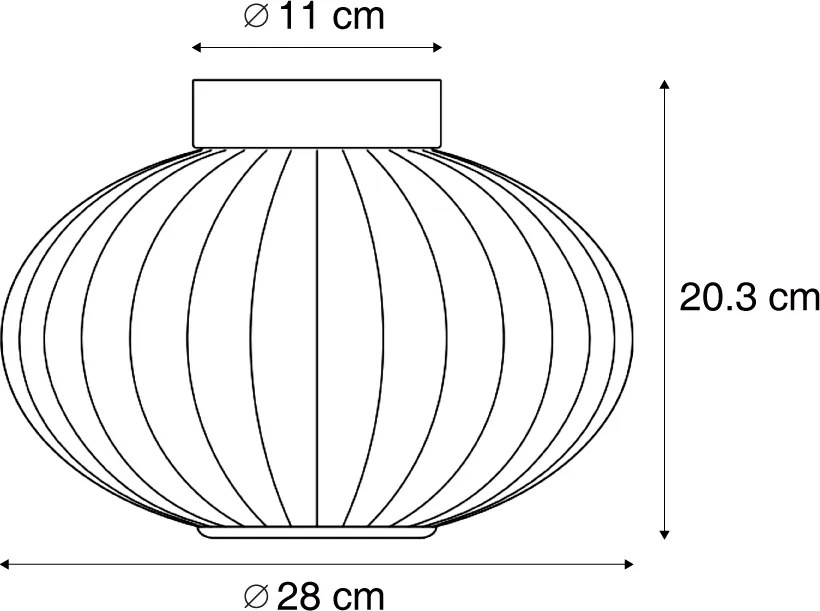 Plafon de design preto 28cm com vidro roxo incl. LED regulável em 3 níveis - Margherite