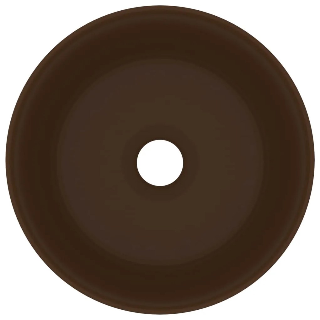 Lavatório luxuoso redondo 40x15cm cerâmica castanho-escuro mate
