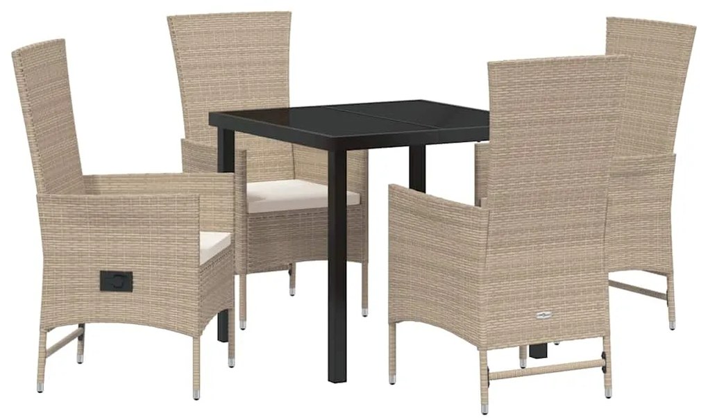 Conjunto de Cadeiras Externas 5 pcs Bege 80 x 80 x 73 cm