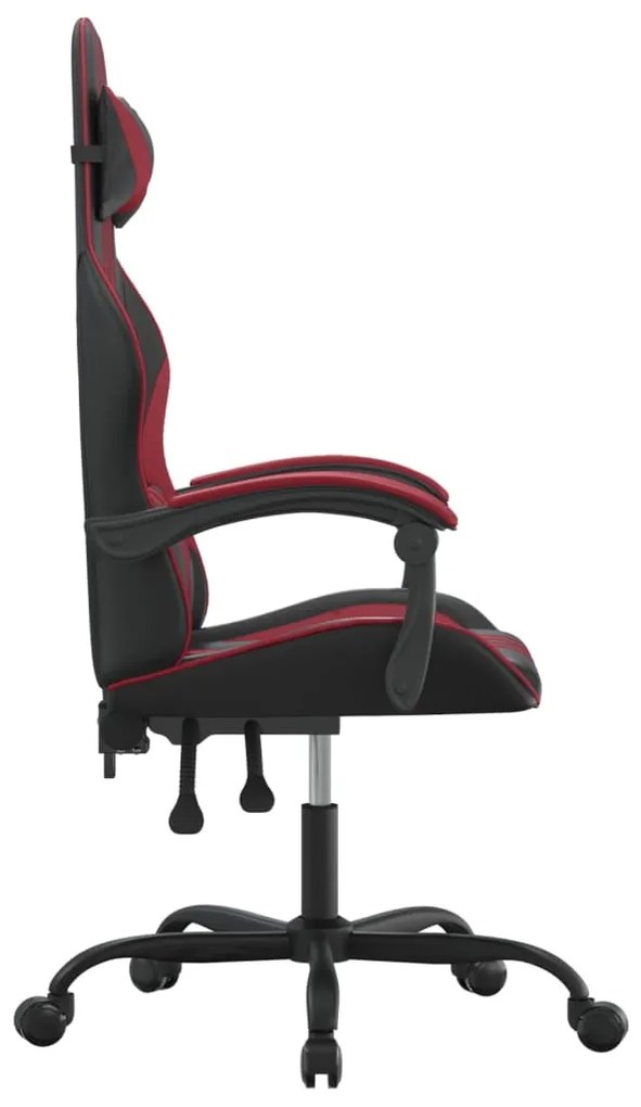 Cadeira gaming couro artificial preto e vermelho tinto