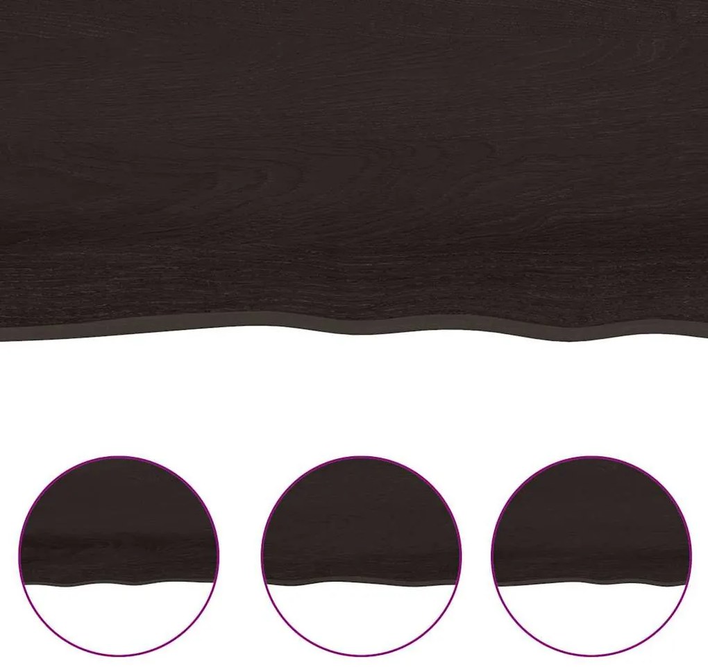 Tampo de mesa com bordas vivas maciço tratado castanho-escuro