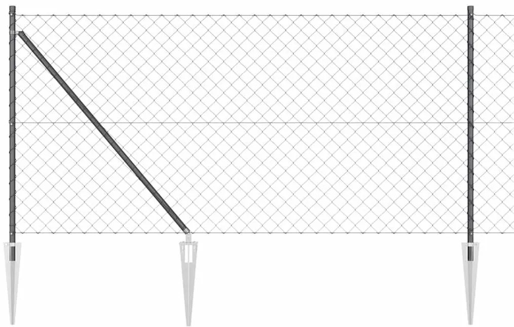 Conjunto de Postes de Cerca Cinzeto 1 x 25 m Aço Galvanizado
