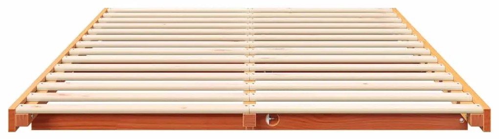 Estrutura de cama de chão Castanho-mel 140 x 190 cm