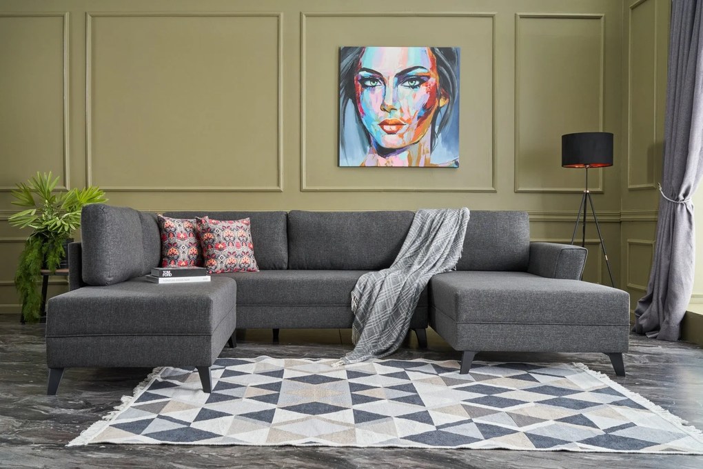 Sofá-Cama de Canto Eris – Antracite – 300x78x202 cm
