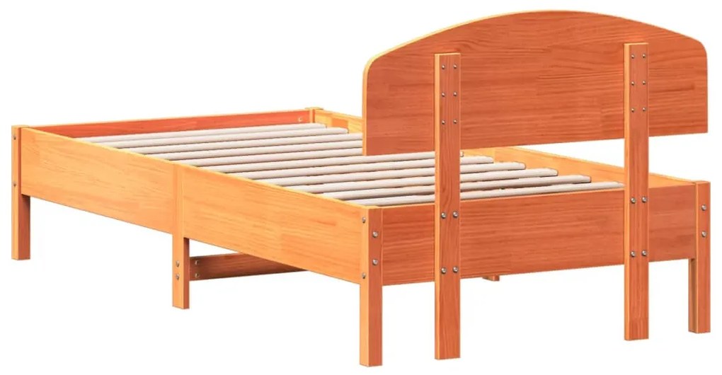 Cama sem colchão 75x190 cm madeira de pinho maciça castanho-mel