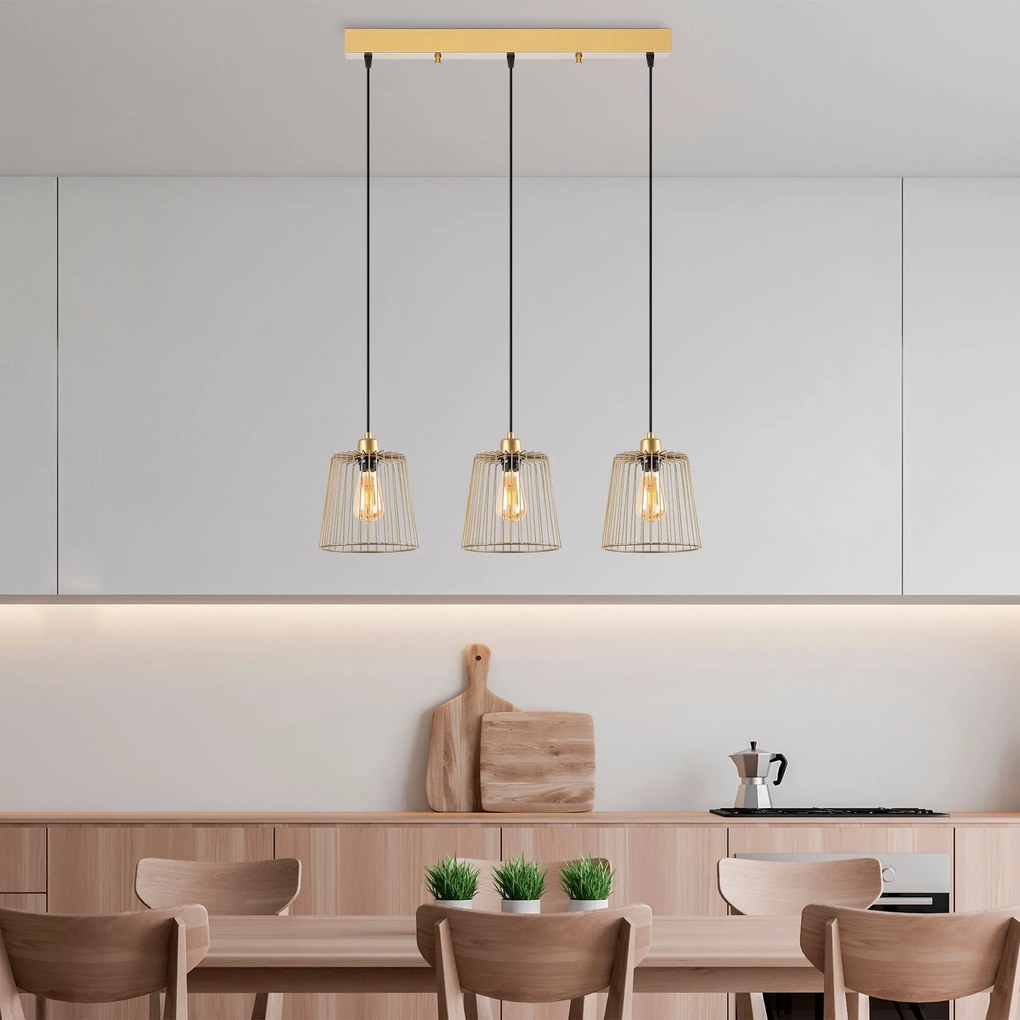 Candeeiro Chandelier Pirlo – Dourado Brilhante – 68 x 16 x 114 cm