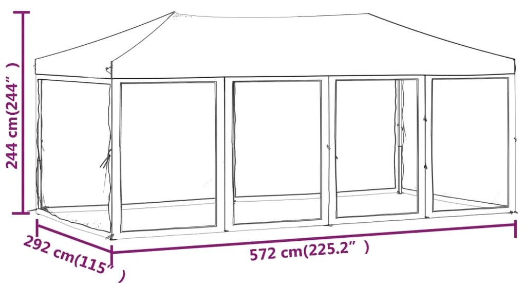 Tenda p/ festas dobrável c/ paredes laterais cinza-acastanhado
