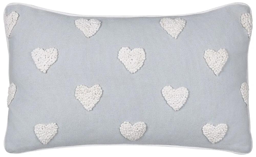 Almofada decorativa padrão de corações em algodão cinzento 30 x 50 cm GAZANIA Beliani