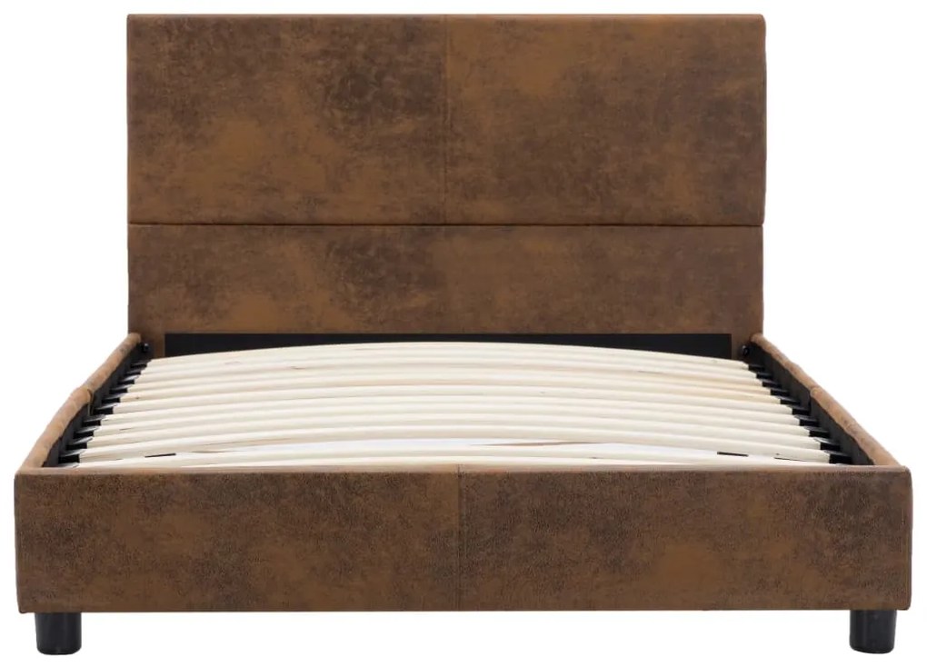 Estrutura de cama 90x200 cm camurça artificial castanho