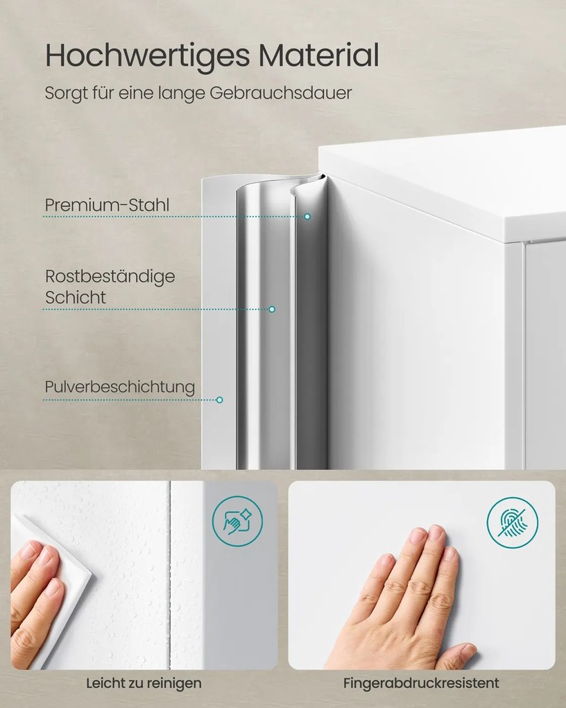 Armário arquivo com 4 portas e 5 prateleiras 40 x 80 x 180 cm branco mate