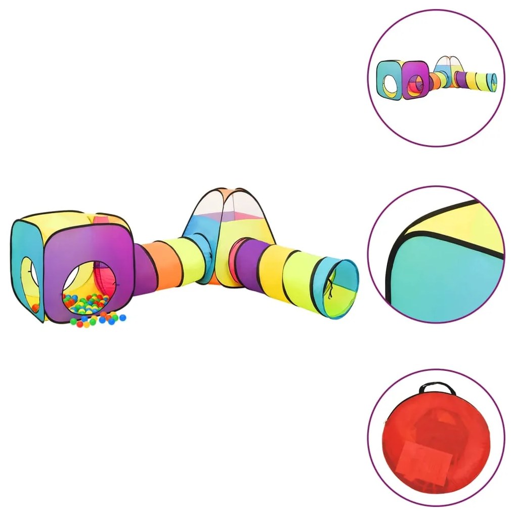 3107754 vidaXL Tenda de brincar infantil com 250 bolas 190x264x90 cm multicor