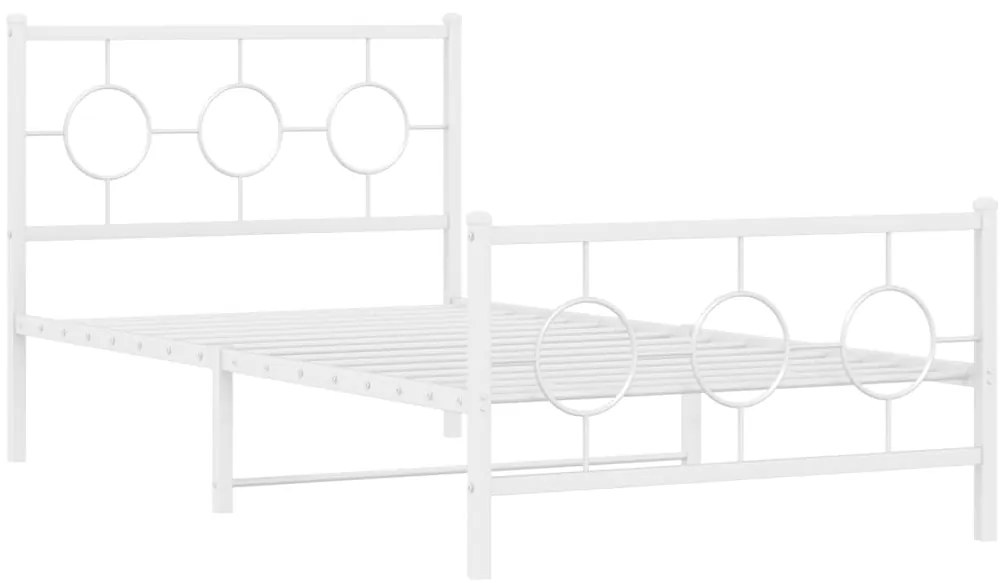 Estrutura de cama com cabeceira e pés 100x190 cm metal branco