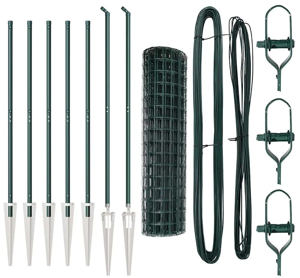 Cerca Euro com 7 Postes de Espeto 1,2 x 10m em Aço Galvanizado Verde