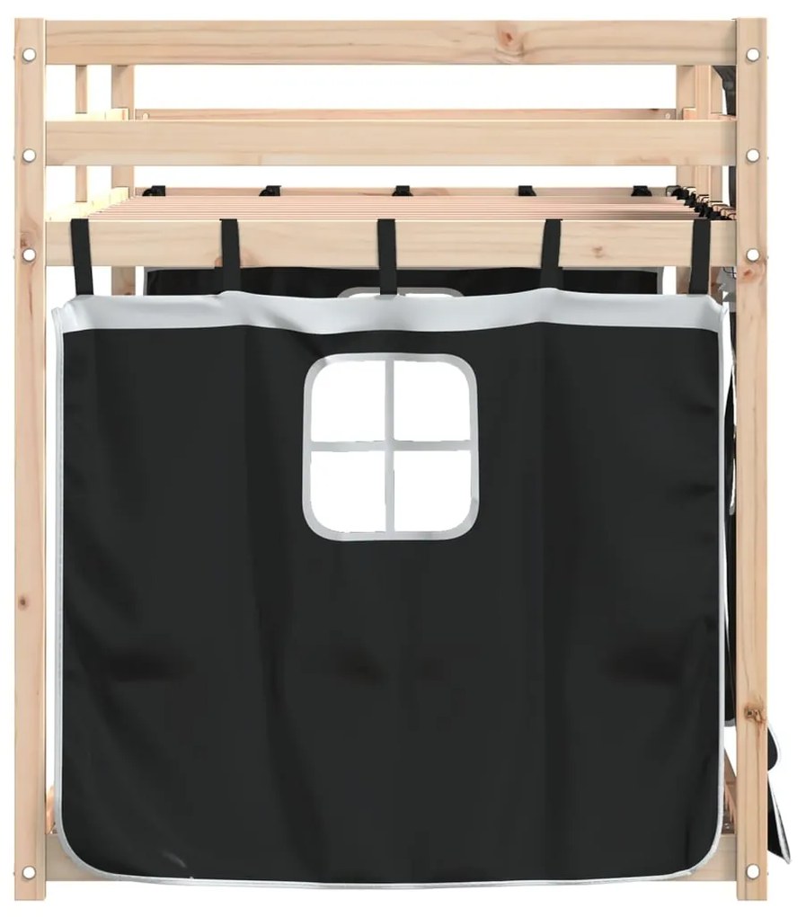 Beliche com cortinas 90x200 cm pinho maciço branco e preto