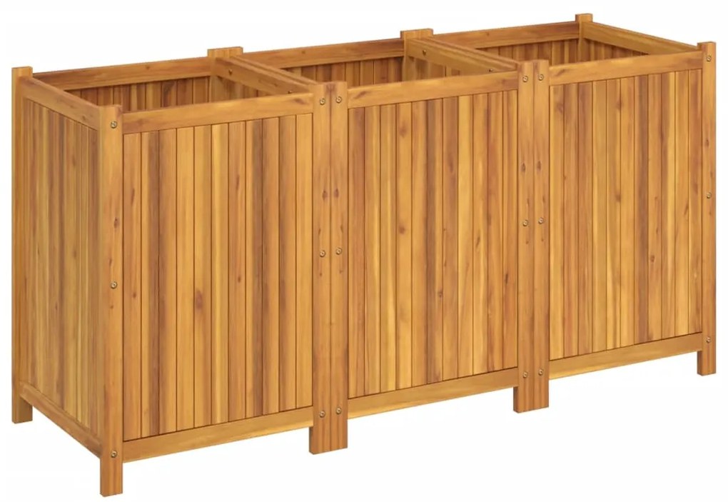 Vaso/floreira de jardim com forro 150x50x75 cm acácia maciça
