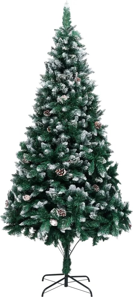 Árvore de Natal artificial com pinhas e neve branca 240 cm
