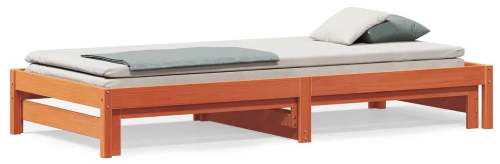 vidaXL Sofá-cama com gavetão 80x200 cm madeira de pinho castanho cera