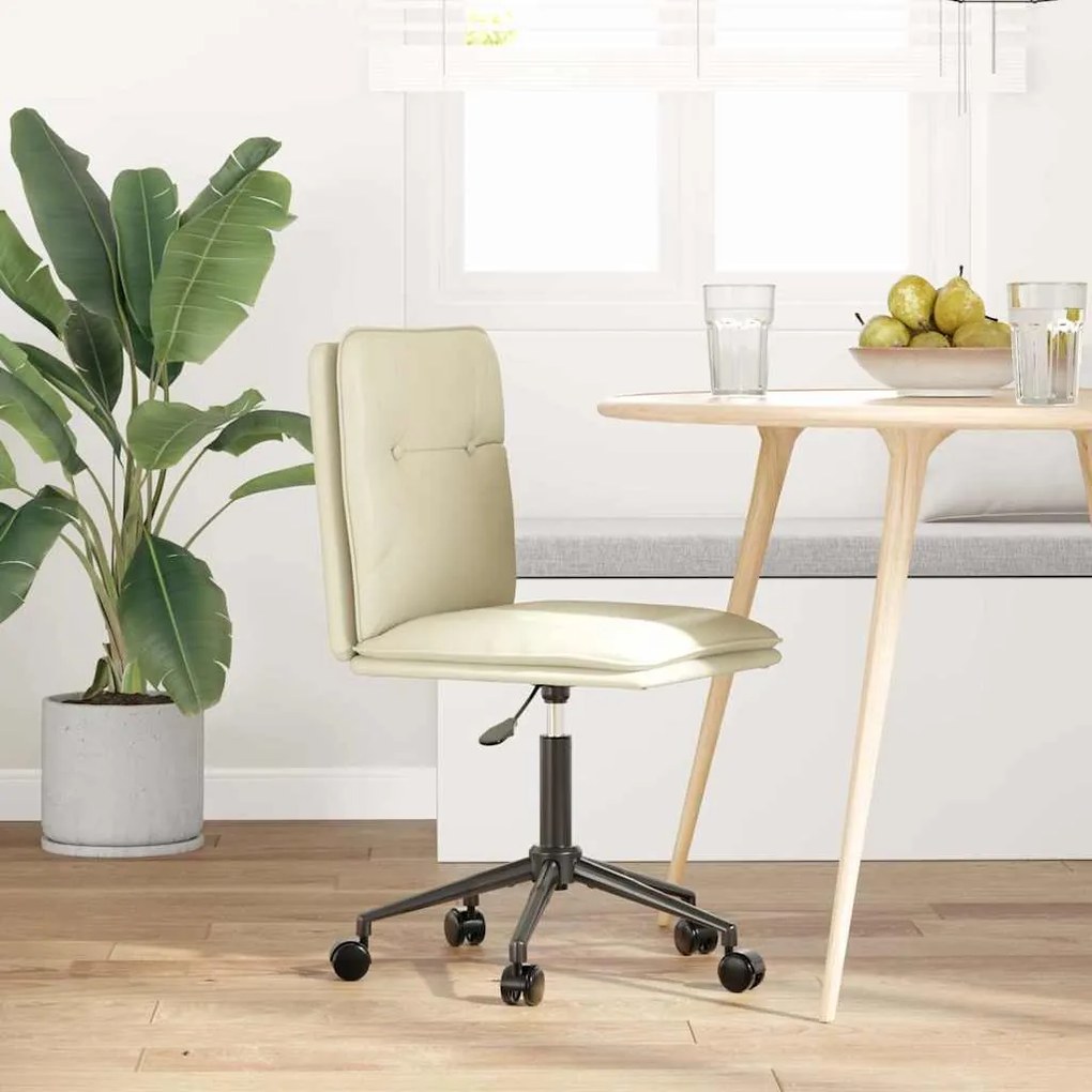 Cadeira de jantar couro artificial cor creme