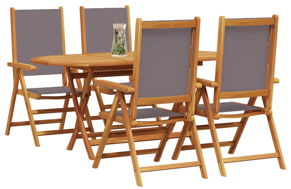 Conjunto de Jantar para Jardim 5 Peças Madeira Acácia Antracite