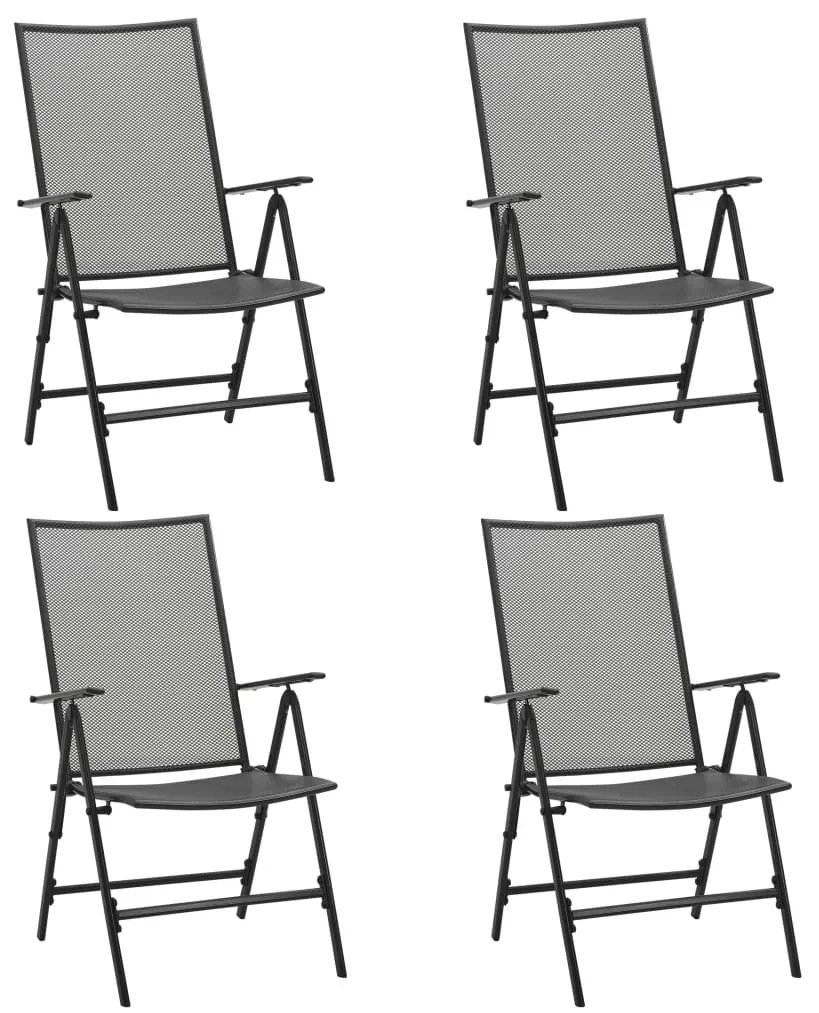 Cadeiras em rede dobráveis 4 pcs aço antracite