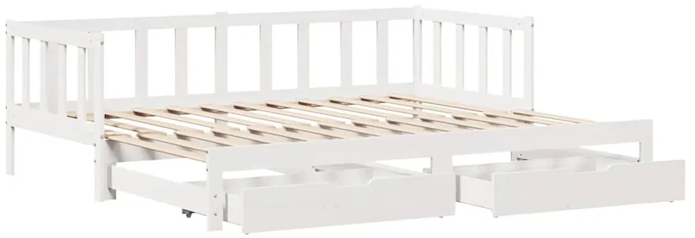 Sofá-cama com gavetão e gavetas sem colchão 90x190 cm branco