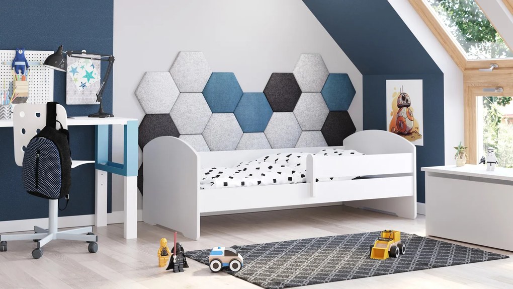 Cama infantil Luk 160x80 branca com grade - colchão e estrado incluido
