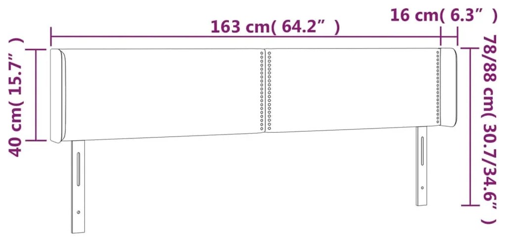 Cabeceira de cama c/ abas tecido 163x16x78/88 cm creme